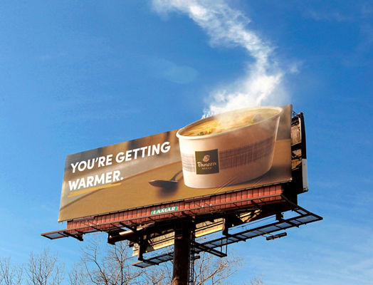 Panera advertisement with steam on Lamar billboard inventory