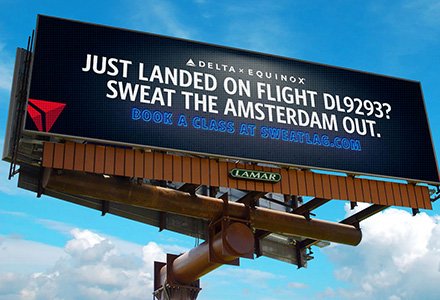 Lamar Advertising Delta and Equinox digital outdoor campaign for Sweatlag.com
