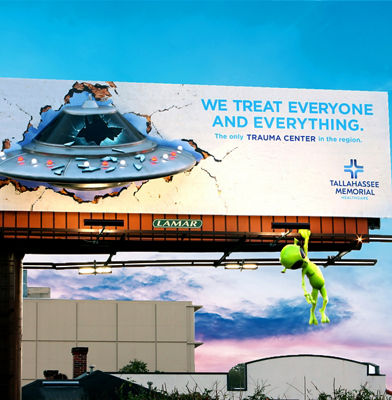 Lamar Advertising and Tallahassee Memorial alien billboard 