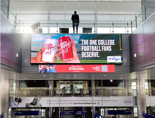 Lamar Advertising and Kroger Dr. Pepper arrival video wall at Indianapolis Airport