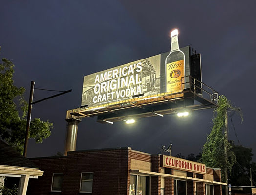 Tito's Vodka advertisement on Lamar billboard inventory