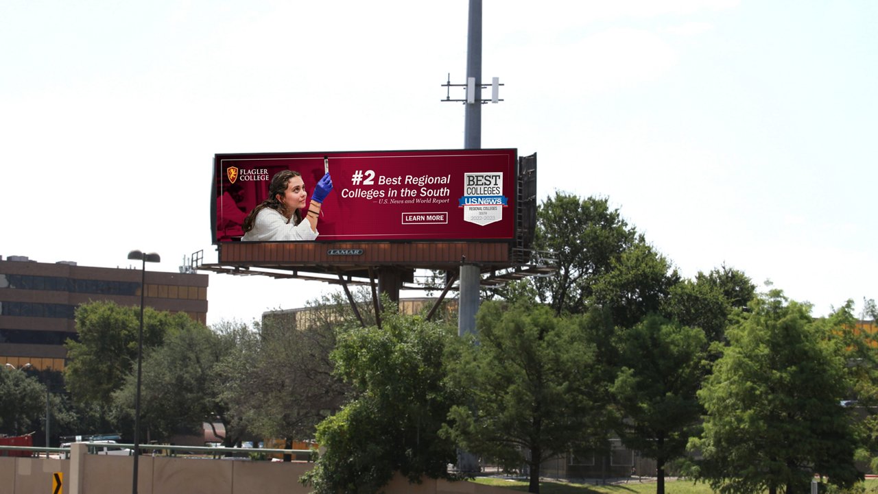 flagler college creative on a lamar digital billboard