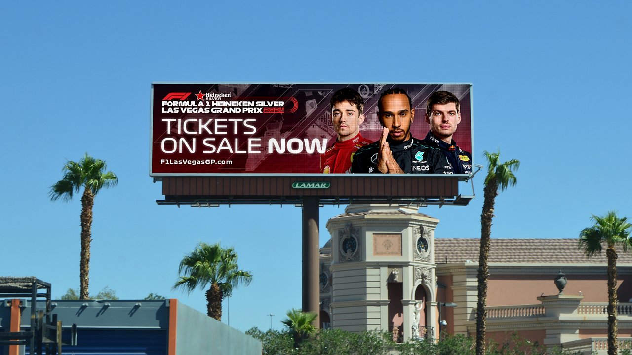 Formula 1 creative on Las Vegas billboard