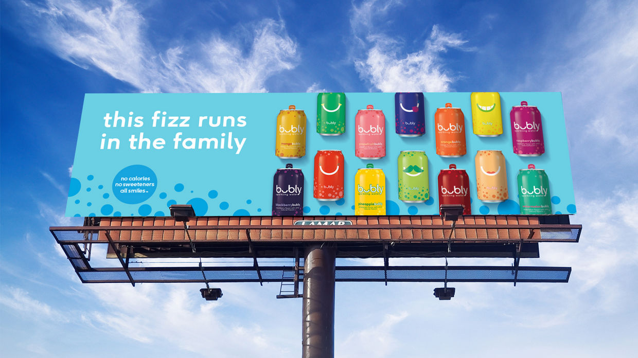 Lamar Advertising and Bubly sparkling water billboard