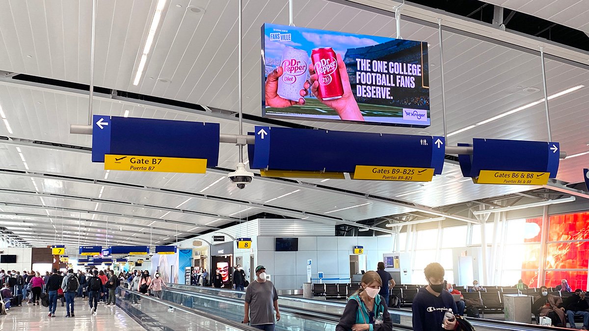 Dr. Pepper LED airport display on Lamar Advertising inventory in Indianapolis Airport