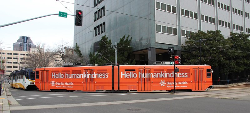 Dignity Health ad running on Lamar Advertising Light Rail inventory in Sacramento