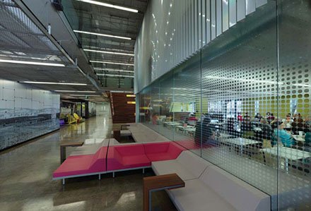 Waiting and Lounging are in Lamar Advertising Corporate Headquarters lobby