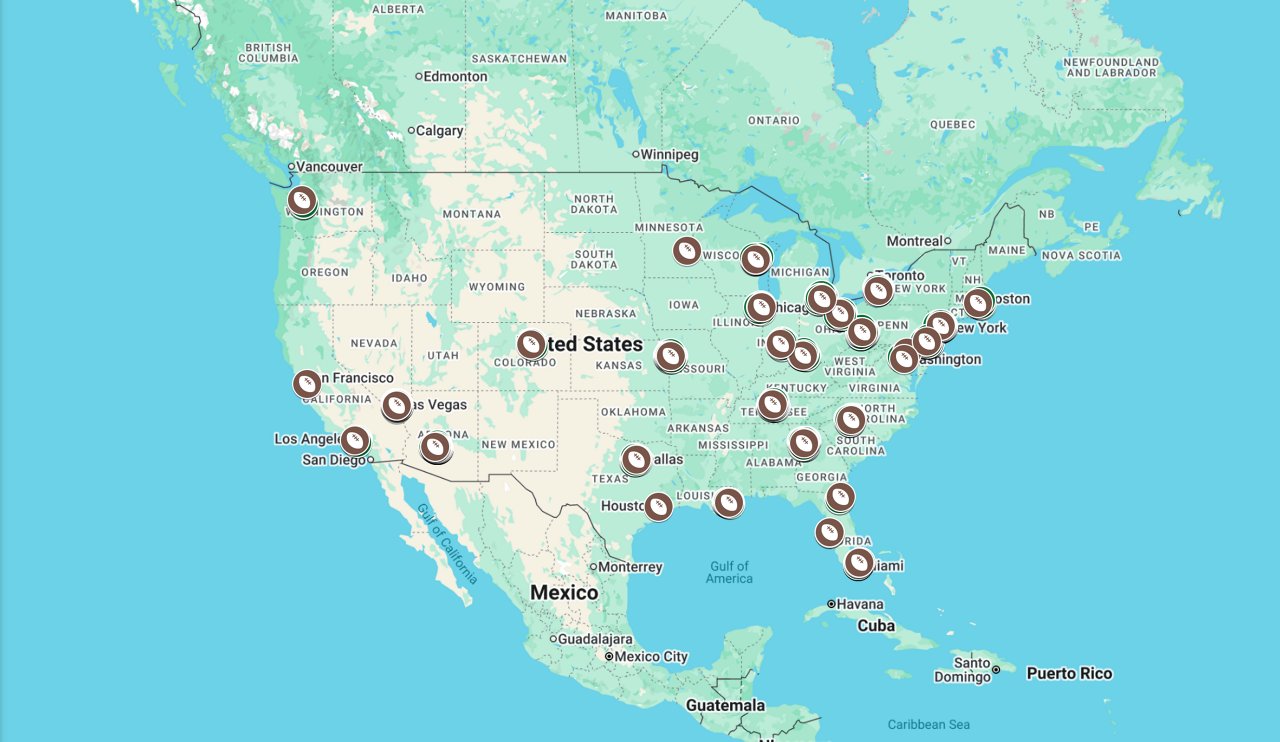 Map of Google Photo for NFL Programmatic Network 