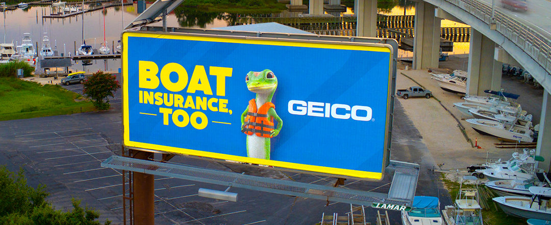 Lamar Advertising and Geico boat insurance poster