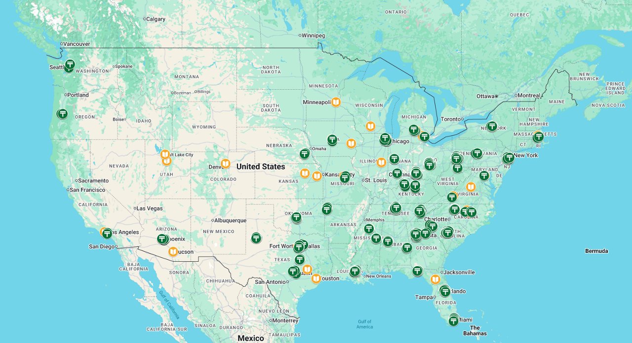 Map of Google Photo for College Campus Programmatic Network 