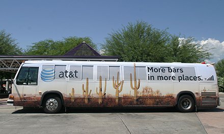 at&t advertisement for service in Tucson on Lamar Advertising bus inventory
