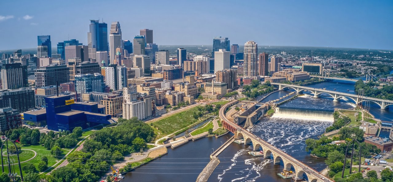 Aerial View of Minneapolis, Minnesota during Summer