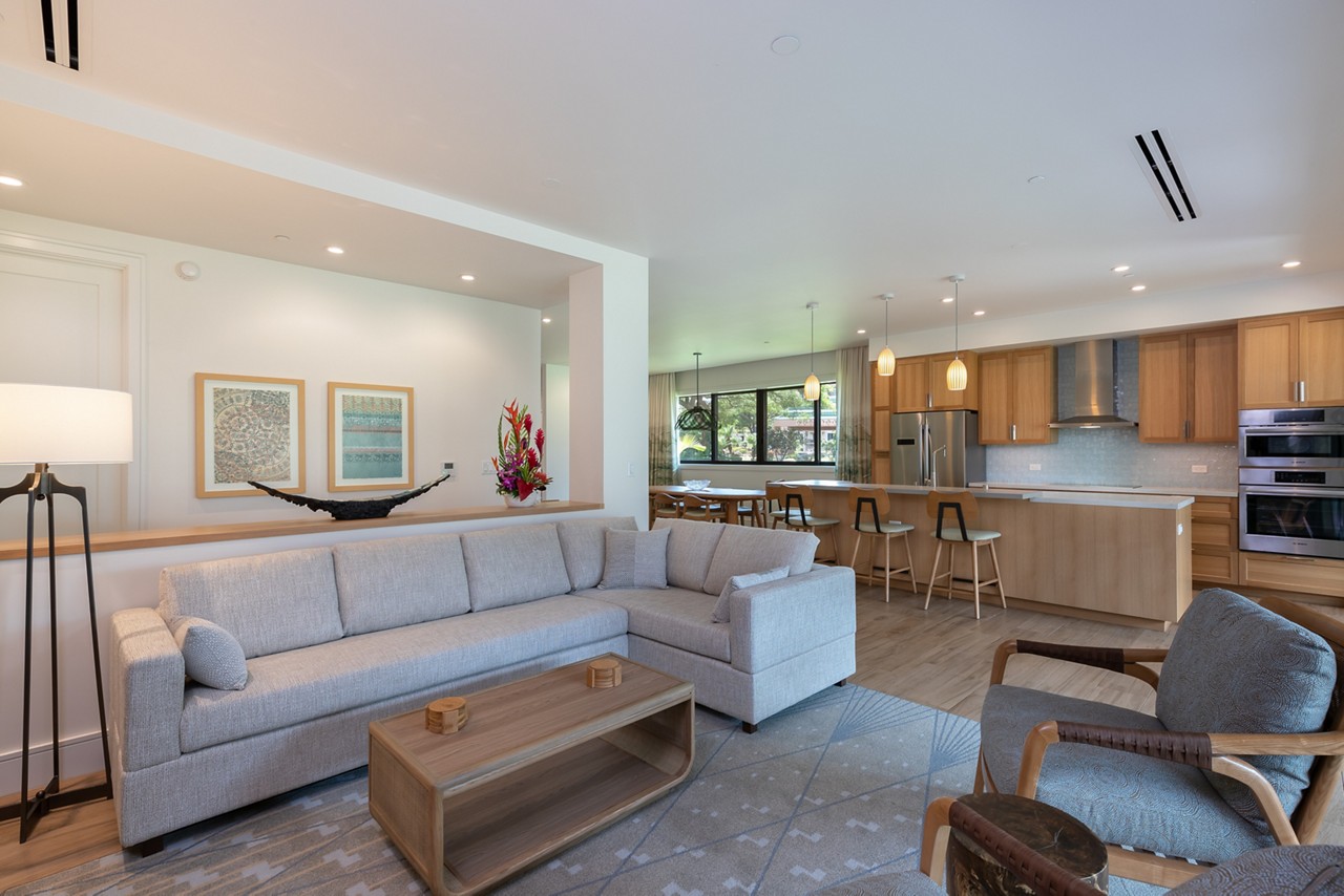 The living room interior of a Luana residence