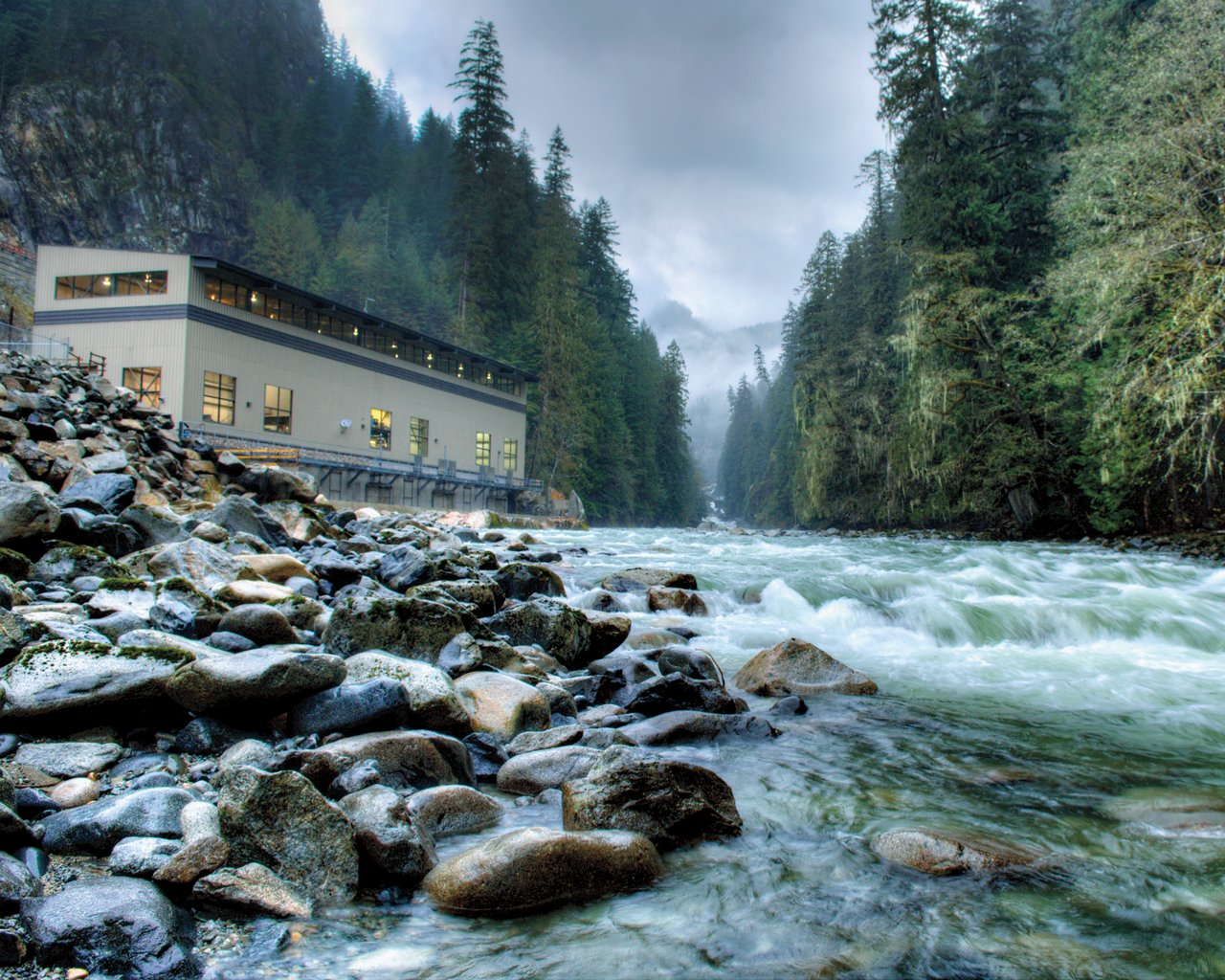 water running down stream over rocks