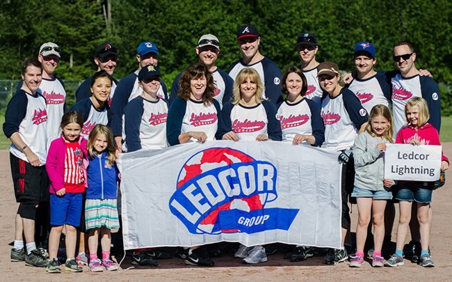 Ledcor Lightning Slo-Pitch Team Hits a Fundraising Home Run