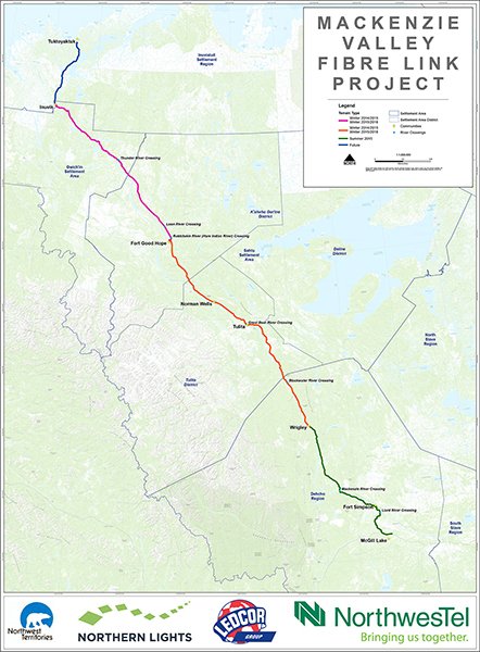 Map of Machenzie Valley Fibre Link Project
