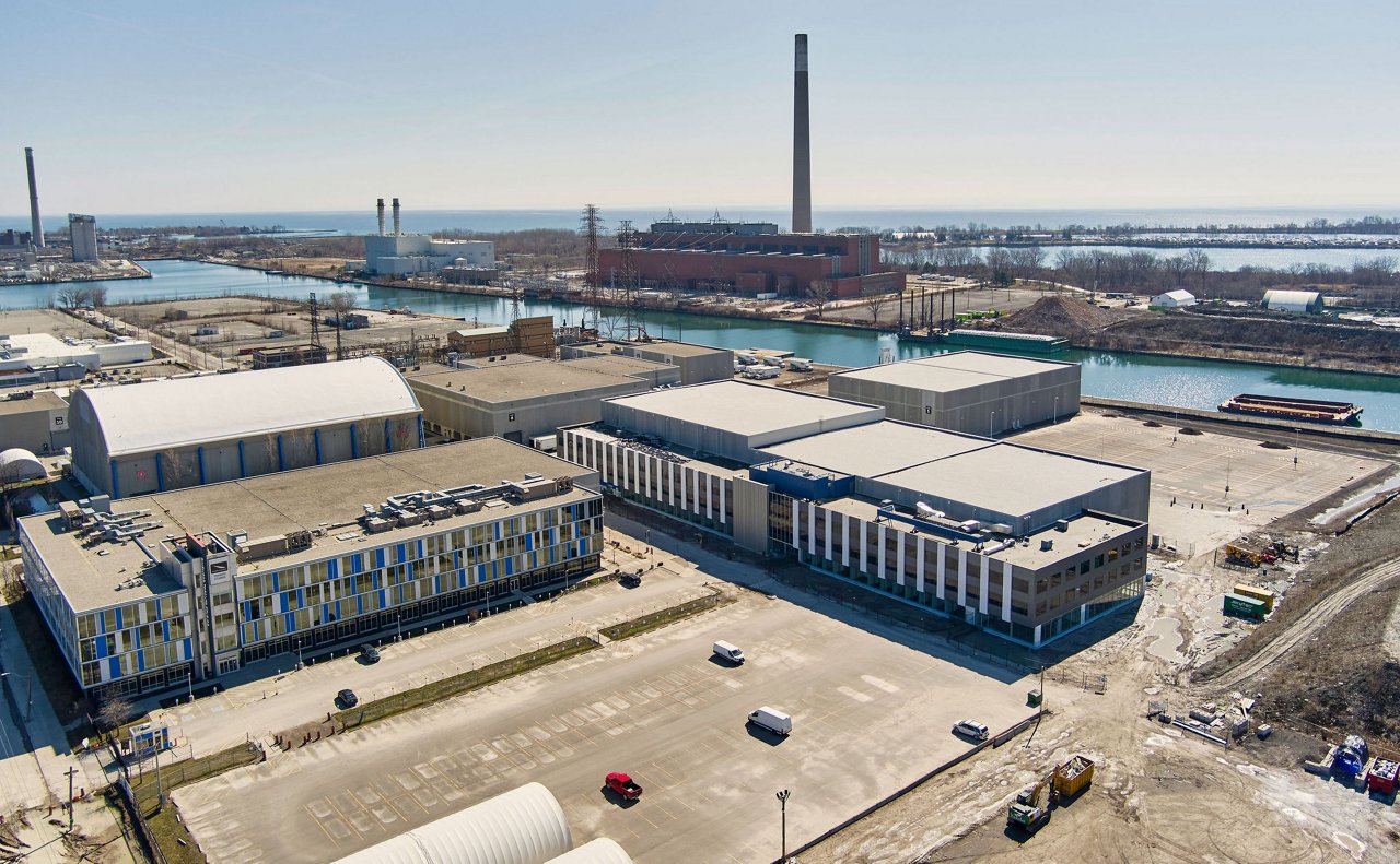 Aerial view of the Pinewood Studio.