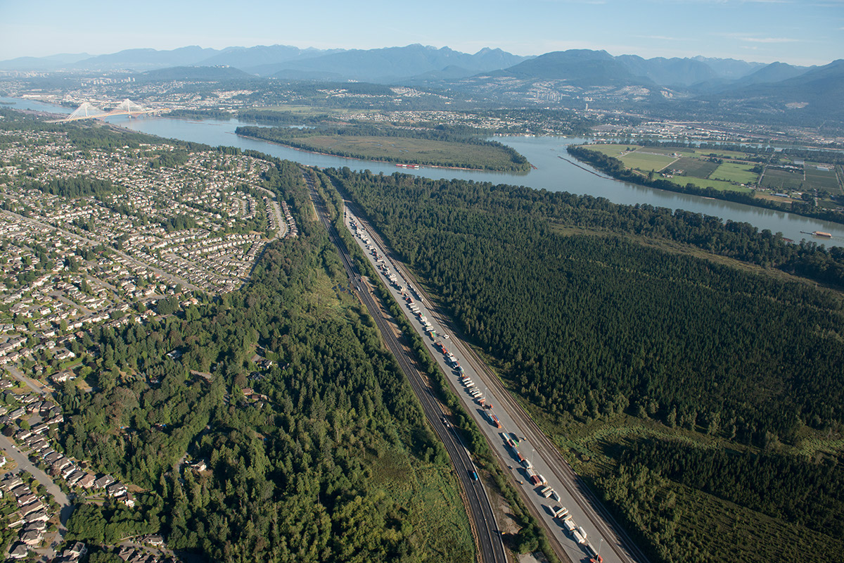 Aerial view of the highway.