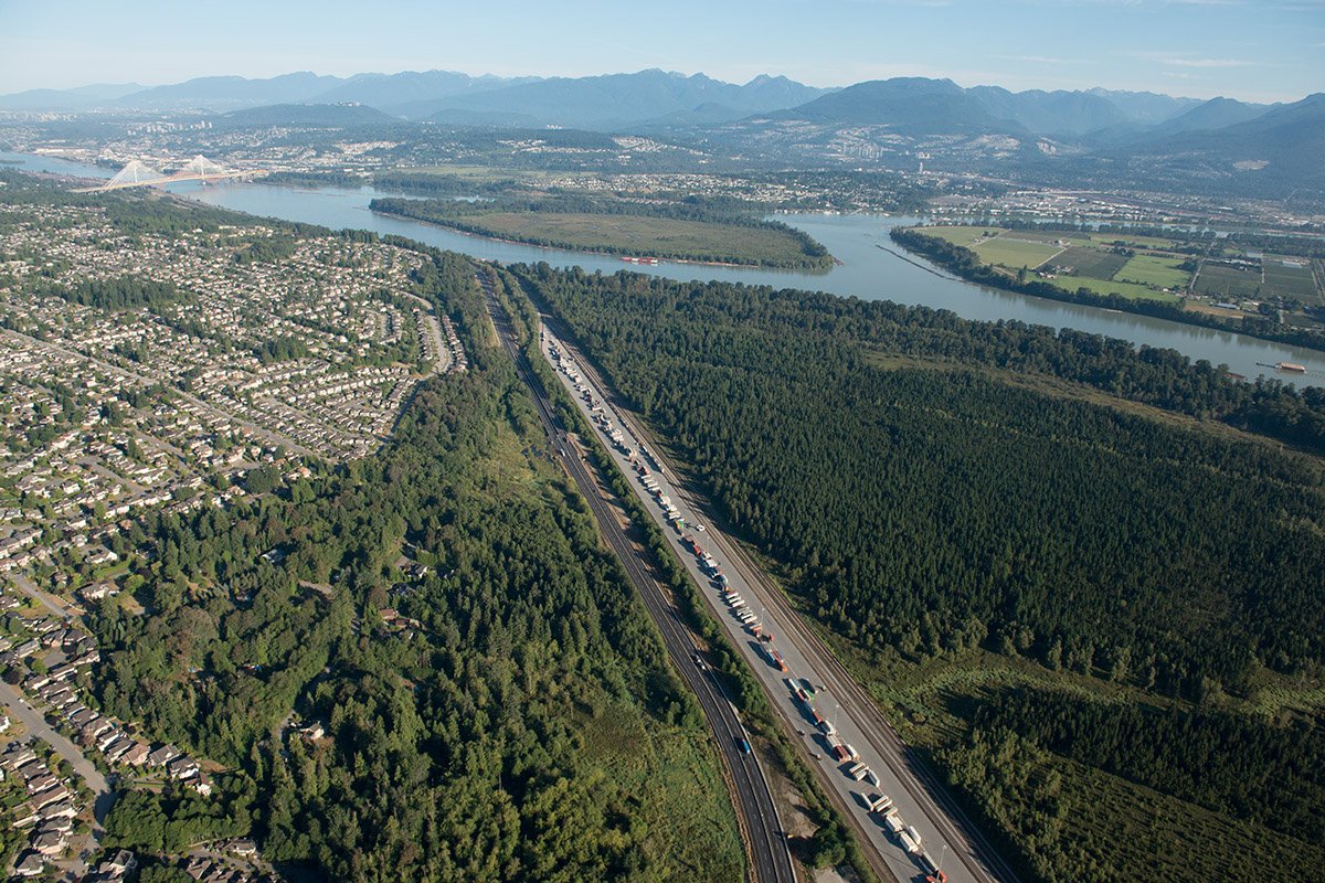 Aerial view of the highway.