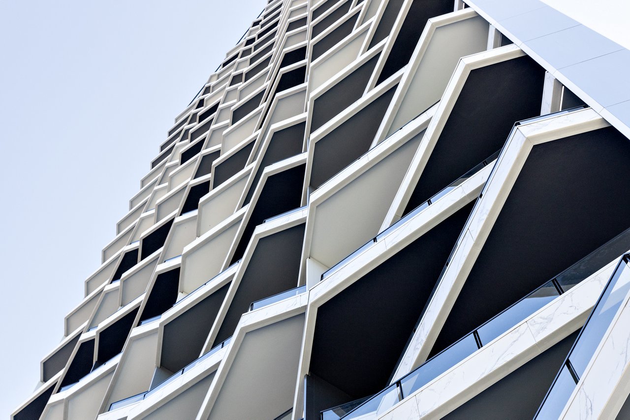 Pacific Wall Shot looking up side of building