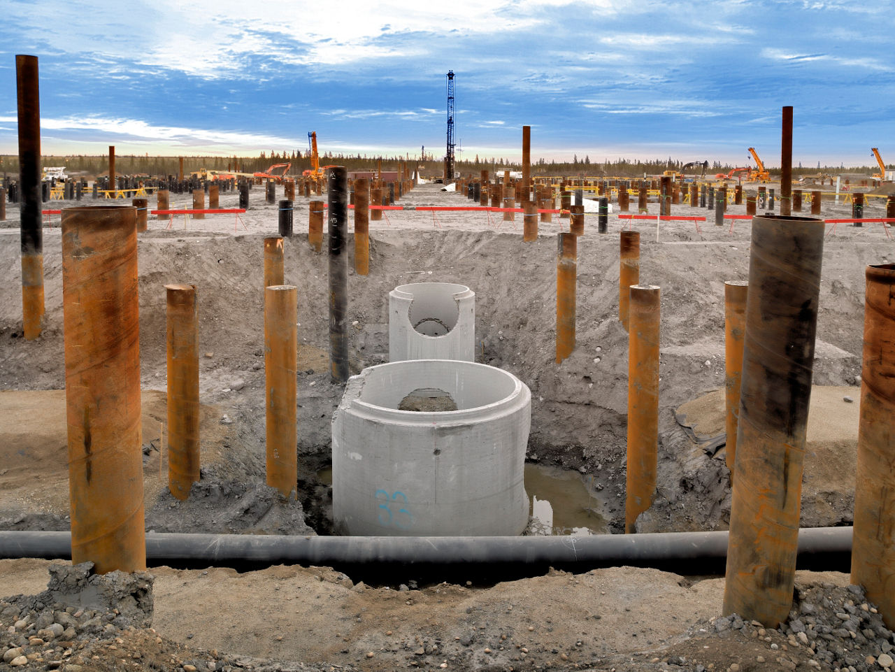 Installation of 15,000 ft of underground fire water piping.