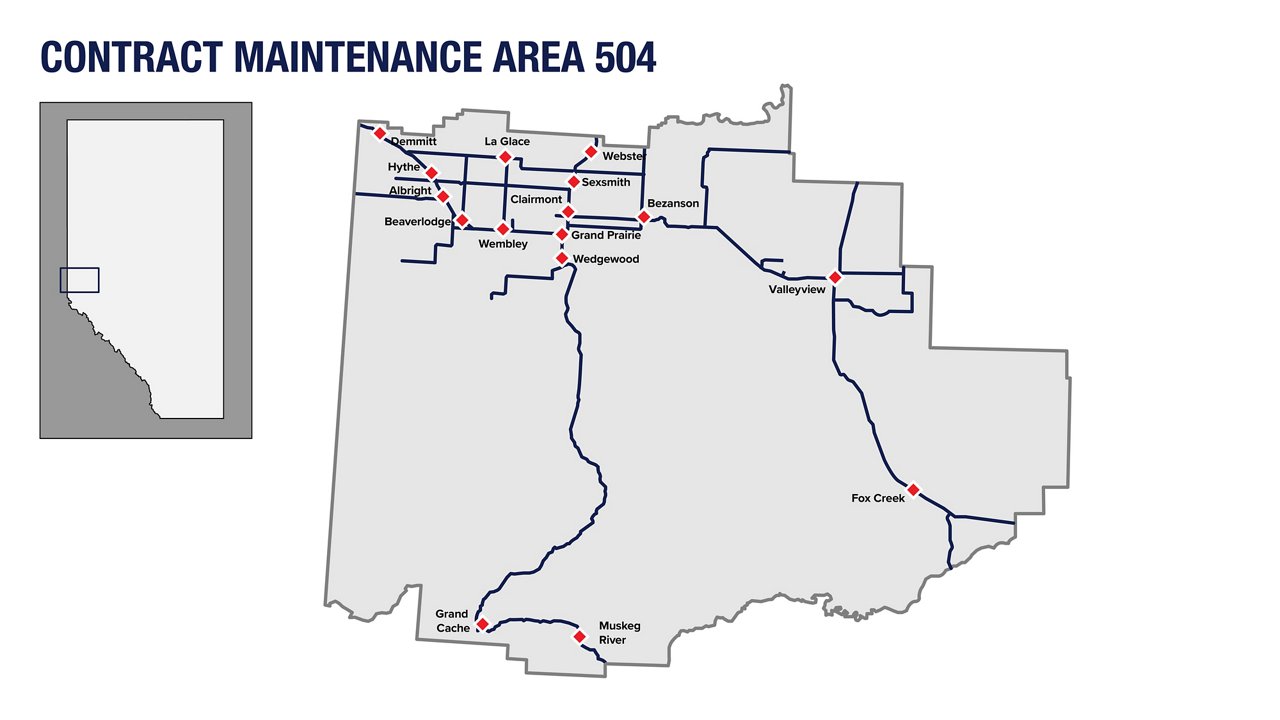 Alberta Contract Maintenance Area 504 Map