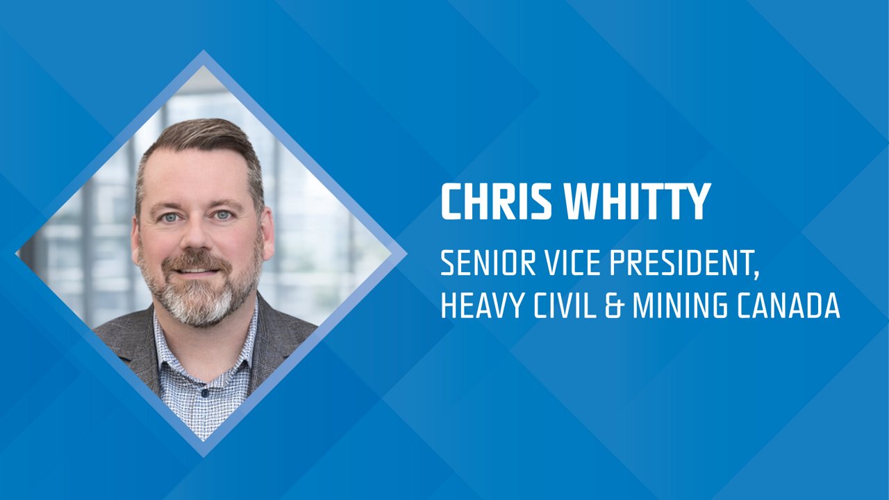 A banner graphic announcing the promotion of Chris Whitty, a Ledcor SVP