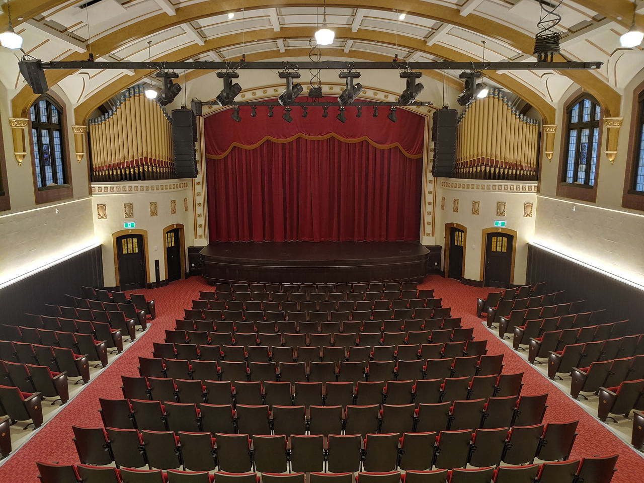 The interior of a college campus theater