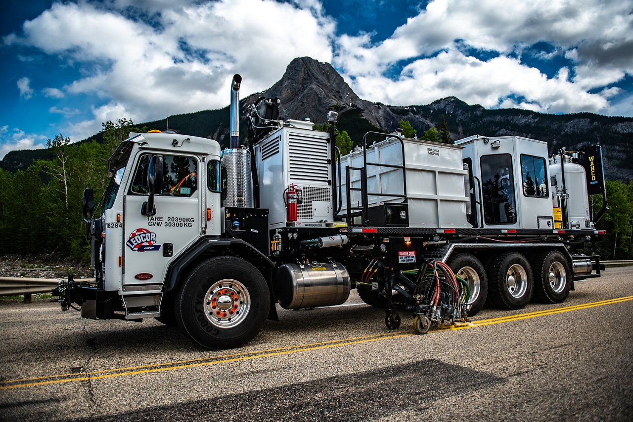 Heavy machine on road.