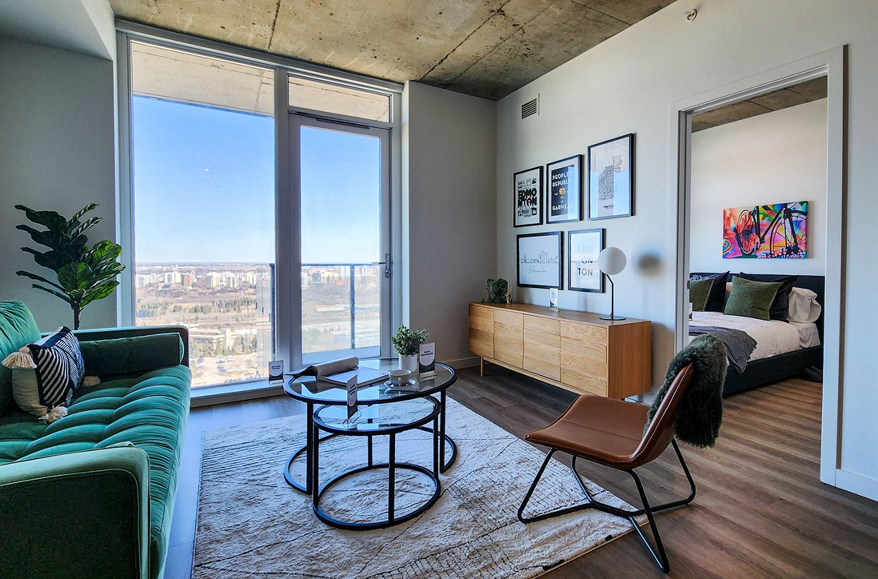 The interior of one of the Garneau Student Residence units