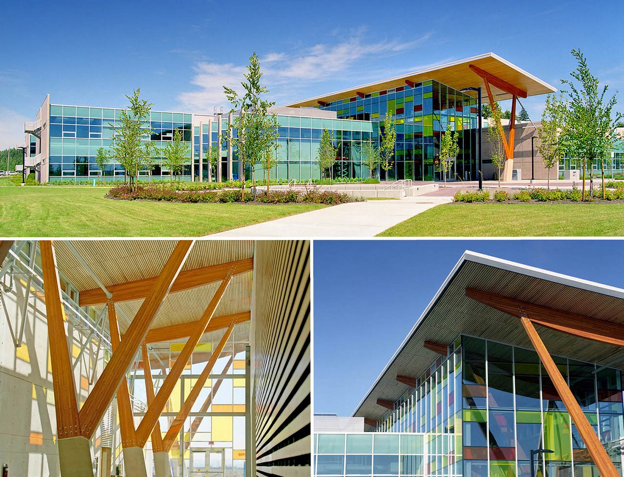 A collage of the Kwantlen Cloverdale Trades & Technology Centre