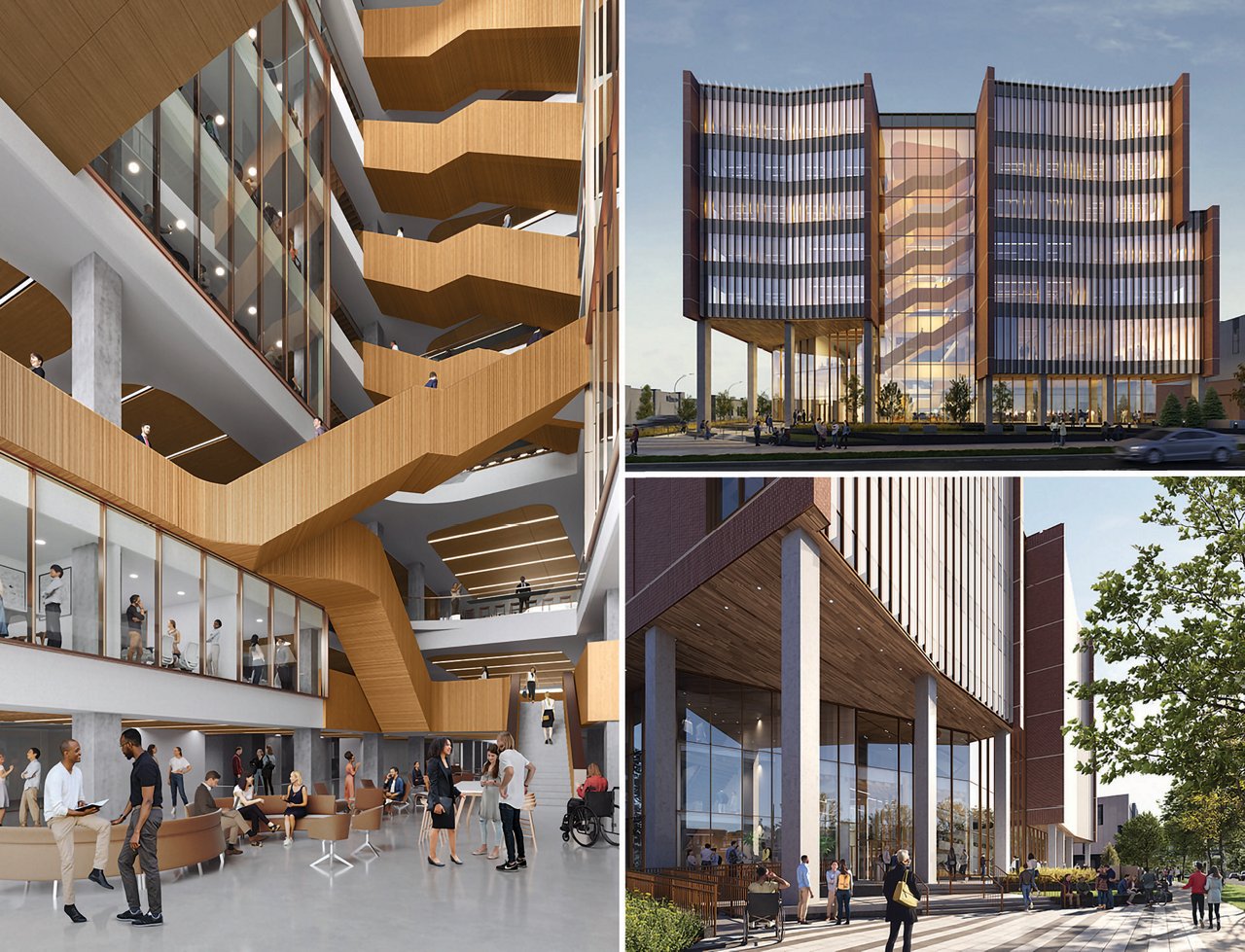 A collage of MacEwan College Project CG Renders