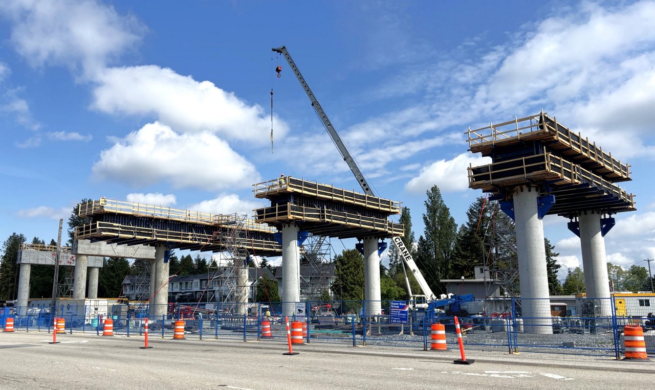Construction progress at 152 Street Station aerial photo