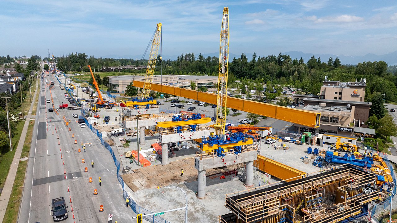 Construction progress at 152 Street Station aerial photo