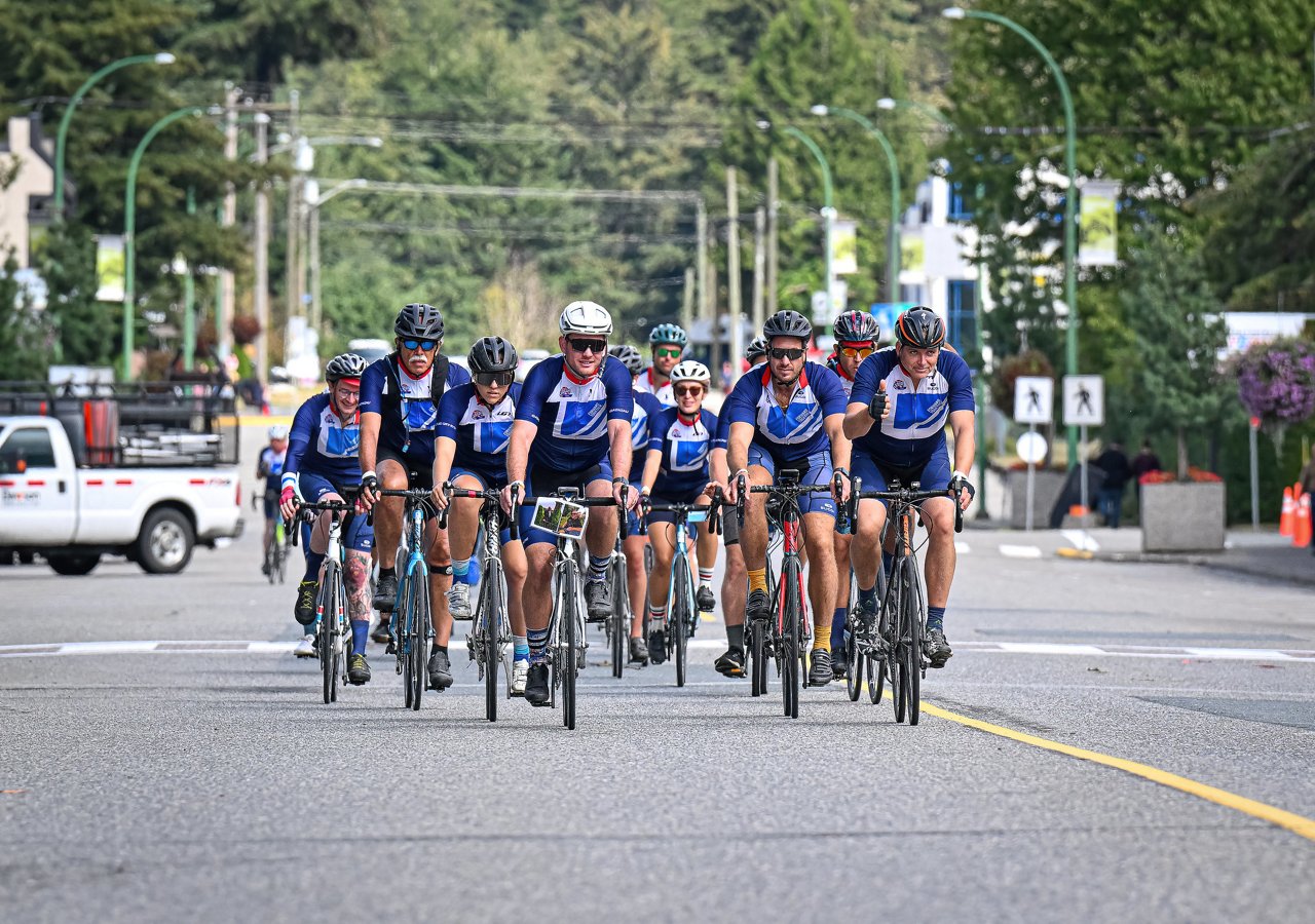 A group of Ledcor employees participating in the 2024 Tour De Cure chaity biking event