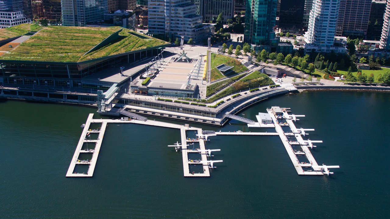 An aerial photo of the Vancouver Harbour Flight Centre