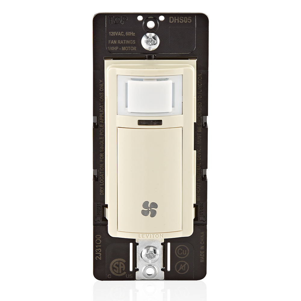 Leviton Decora In-Wall Humidity Sensor & Fan Control, 3 A, Single Pole, Light Almond