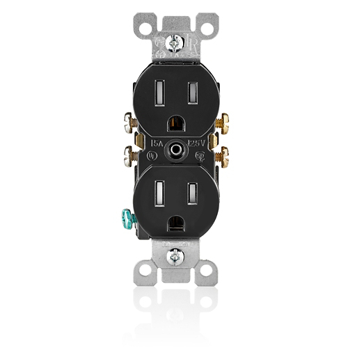 Leviton 15 Amp Tamper Resistant Duplex Outlet, Black Leviton 15 Amp Tamper Resistant Duplex Outlet, Black