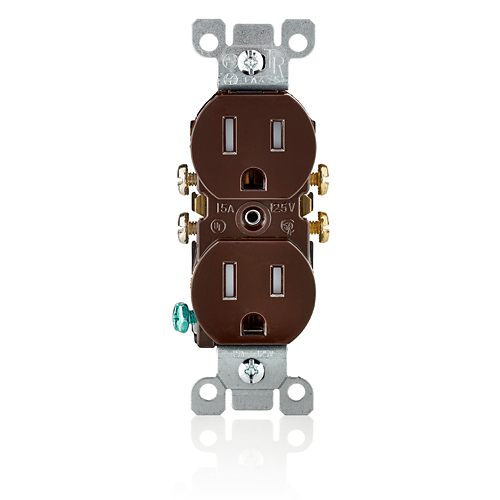 Leviton 15 Amp Tamper-Resistant Duplex Outlet, Brown Leviton 15 Amp Tamper-Resistant Duplex Outlet, Brown