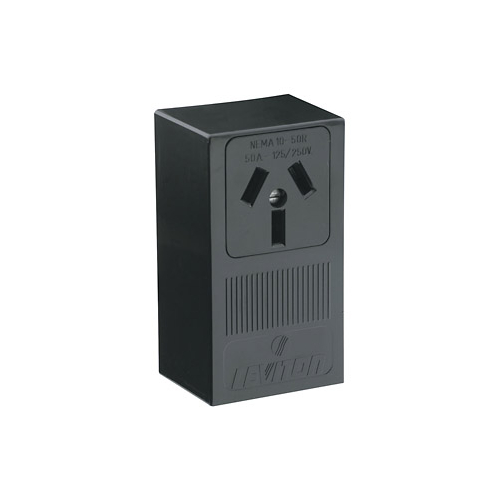 Leviton 50 Amp Single Surface Mounted Single Outlet, Black Leviton 50 Amp Single Surface Mounted Single Outlet, Black