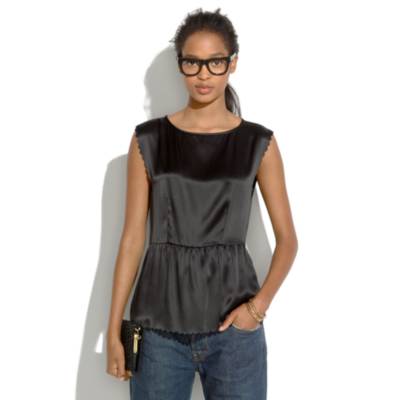 Silk Scallop Peplum Top