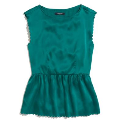 Silk Scallop Peplum Top