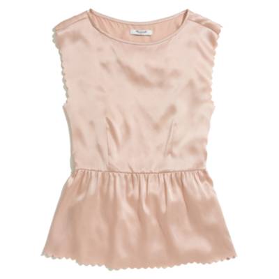 Silk Scallop Peplum Top