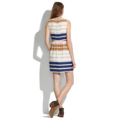 Shirred Silk Dress in Hazestripe