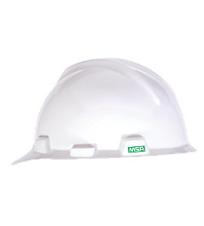 MSA 460018 White V-Gard Hard Hat with Lamp Bracket and Cord Holder 