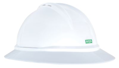 MSA V-Gard® Slotted Full-Brim Hat With 1-Touch Suspension, Hi-Viz