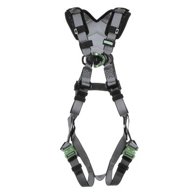 MSA V-FIT 10195126 Construction/Climbing Full Body Harness w/Quick-Connect  Leg Straps - Shoulder Padding - Standard (M/L) - Jendco Safety Supply