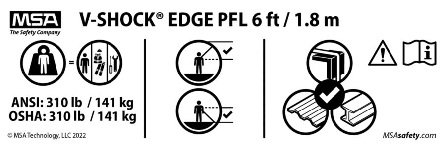 V-SHOCK V-SHOCK EDGE SELF-RETRACTING LIFELINE, RFID, POLYESTER