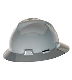 MSA V-Gard Full Brim Hard Hat Silver