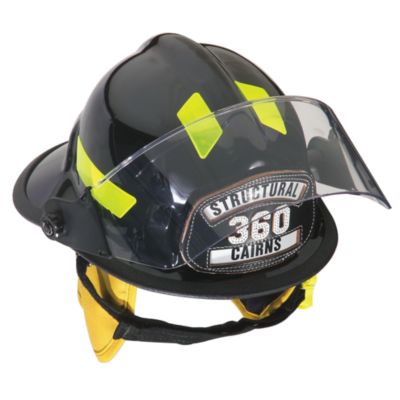 Casco de bombero color negro, con visor Tuffshield de 4'' y protector para  orejas de Nomex “660C METRO”